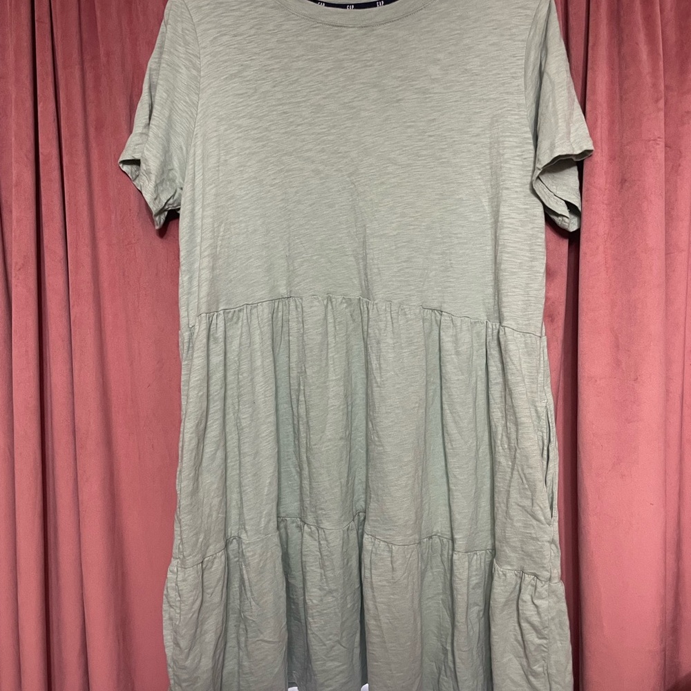 Casual Green Tiered Dress